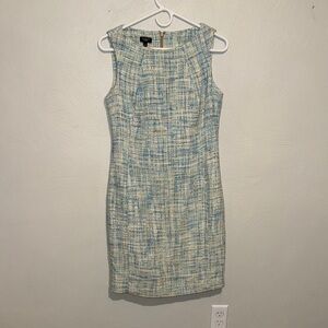 Talbots Blue and Cream Tweed Midi Dress
